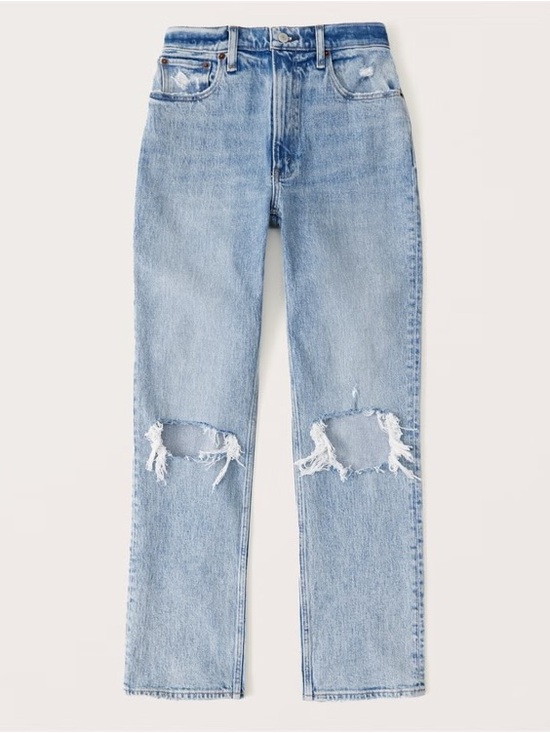 Abercrombie & Fitch Denim - Abercrombie & Fitch The 90’s Straight Leg Ultra High Rise Ripped Jeans